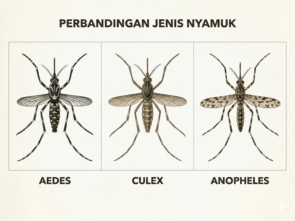 Perbedaan Nyamuk Aedes, Culex, dan Anopheles